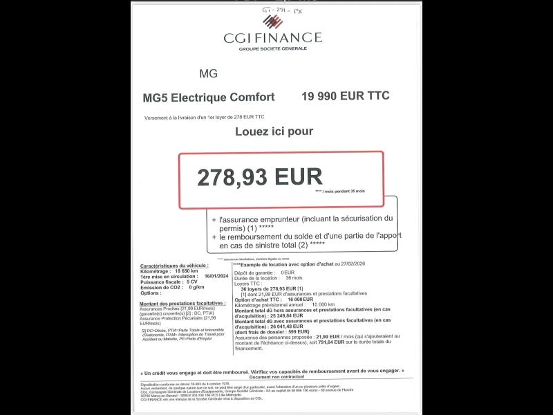 Image MG MOTOR MG5 EV 177ch - 50kWh Comfort MY23