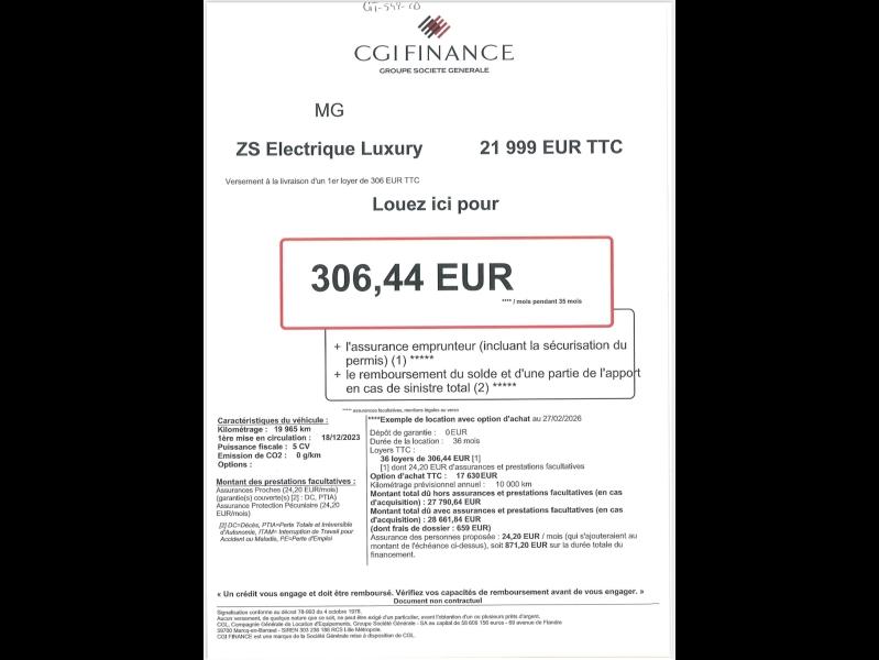 Image MG MOTOR ZS EV 156ch - 70kWh Luxury