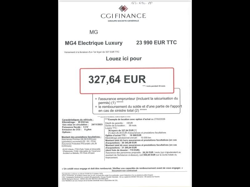 Image MG MOTOR MG4 EV 204ch - 64kWh Luxury MY23