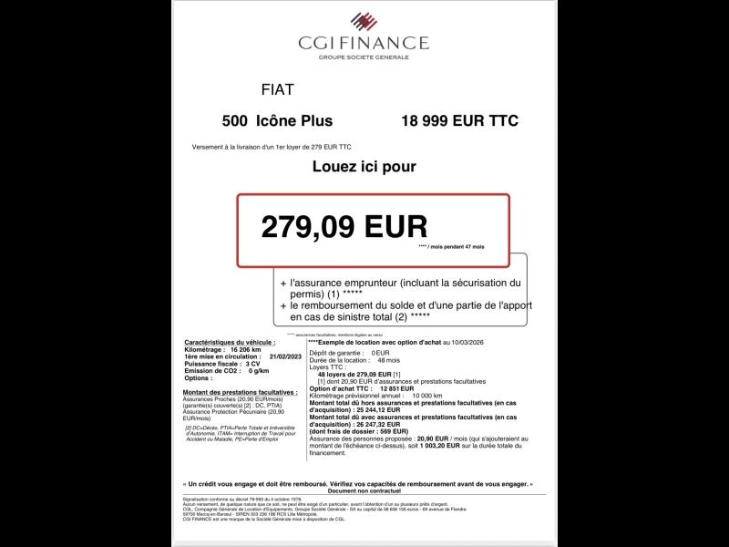 Image FIAT 500 e 118ch Icône Plus